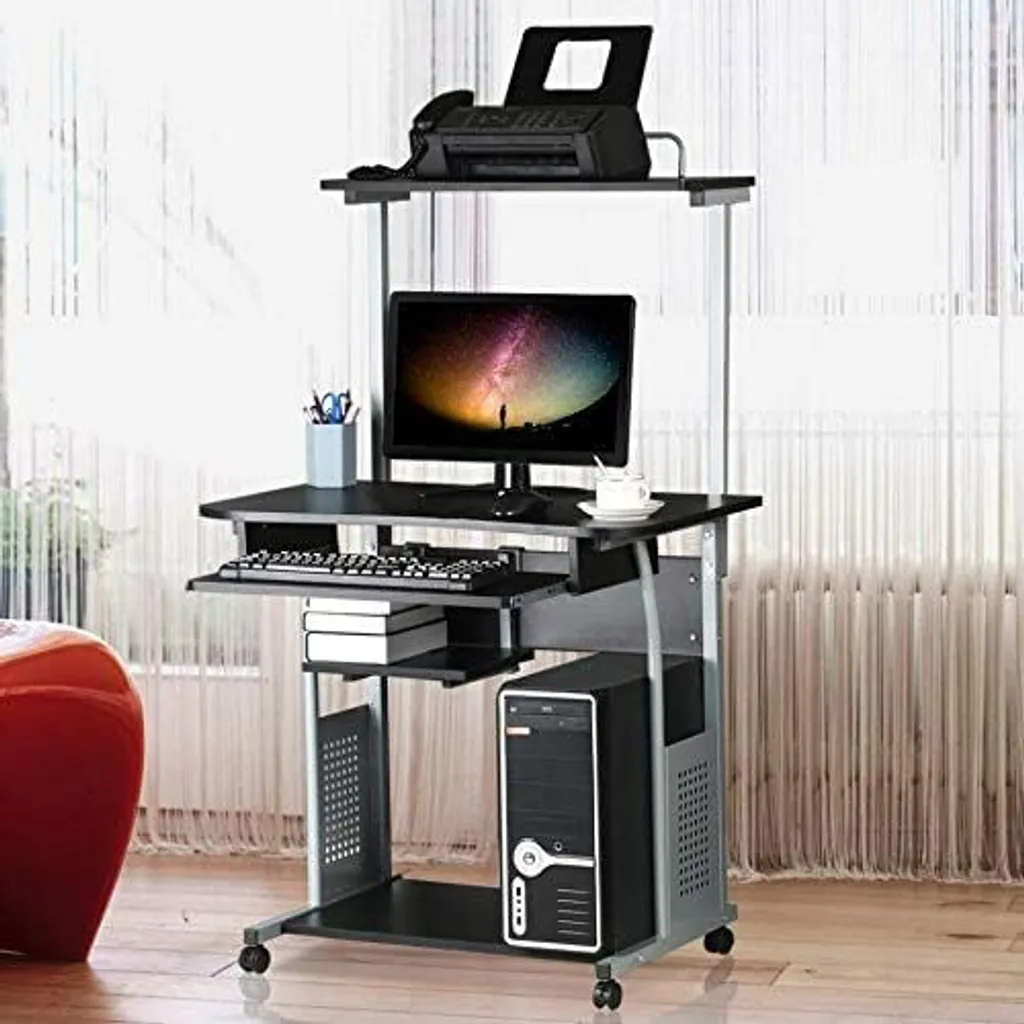 Yaheetech Bureau d'Ordinateur Compact 80cm en Bois et Métal Noir - 4
