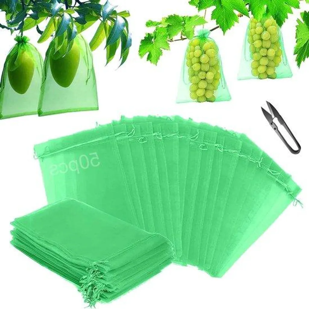 Sac à fruits vert maille fine anti-insectes pour verger et jardin