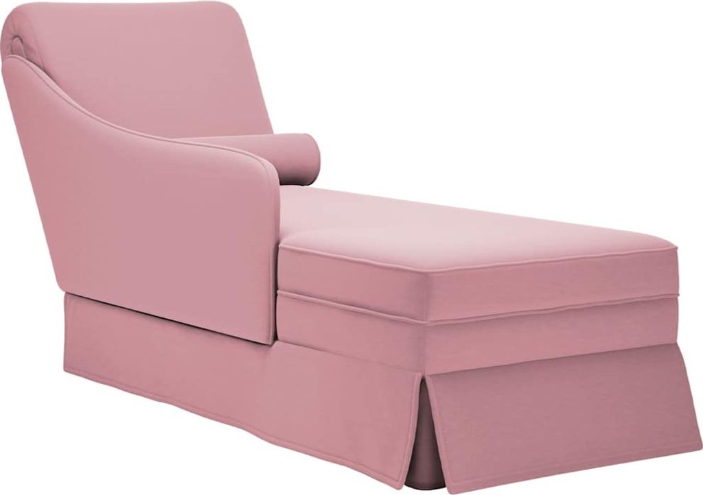 Möbel Chaiselongue mit Nackenrolle und Rechter Armlehne Rosa Samt - Recamieren 4009785