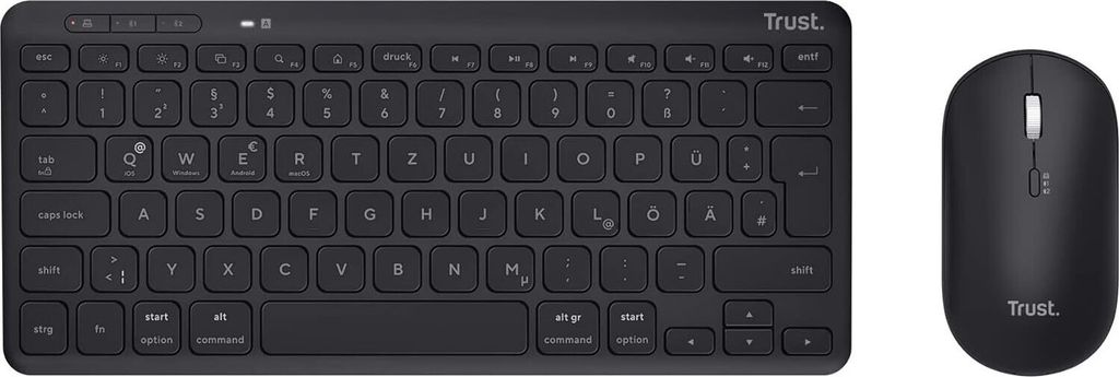 Tastatur Maus Set Kabellos, QWERTZ-Layout, 84% Recyclingkunststoff, Wiederaufladbare Multi-Device Funktastatur mit Maus für PC, Laptop, Mac, iPad