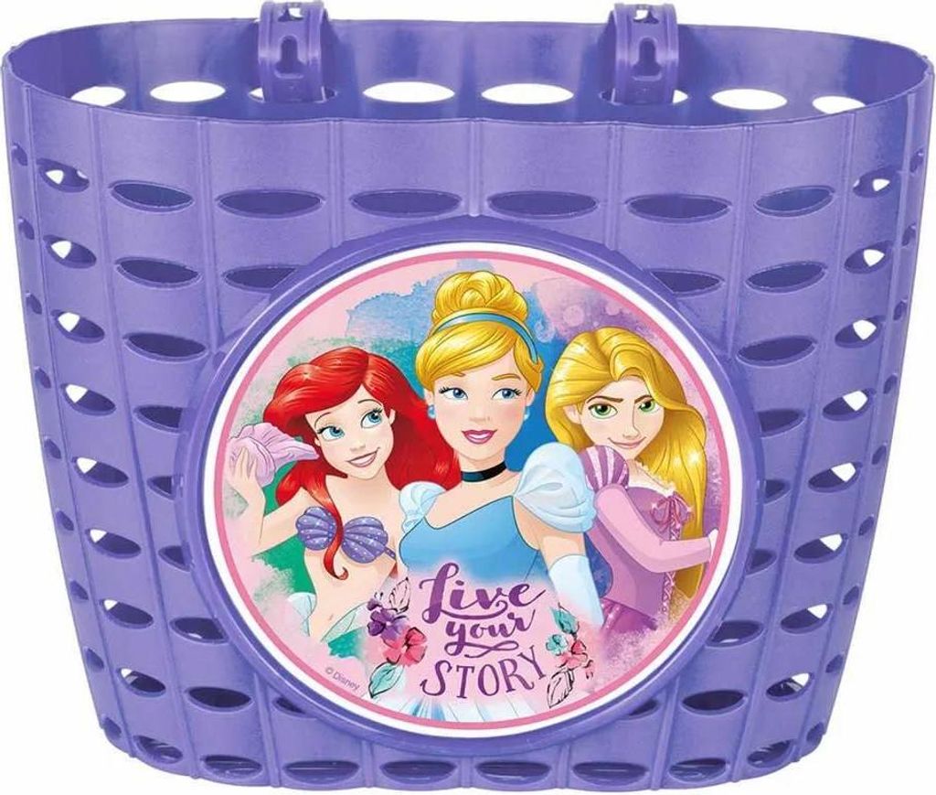 Seven Polska Kinder Fahrradkorb „Disney Princess“, lila – Kunststoffkorb mit Schlaufen zur Lenkermon