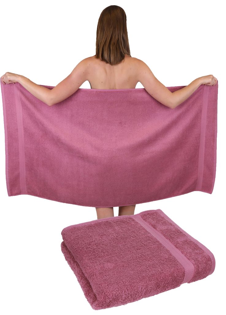 Betz 2 Stück Duschtücher 70 x 140 cm PREMIUM 100% Baumwolle Liegetuch Strandtuch Farbe: beere
