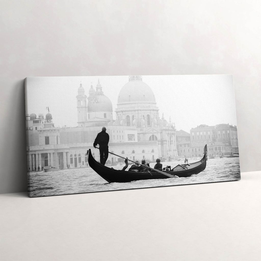 Gondel mit Blick über die Stadt – Leinwandbild Wandbild – 140x70 cm – Leinwandbilder – Wandbilder – Schlafzimmer – Flur
