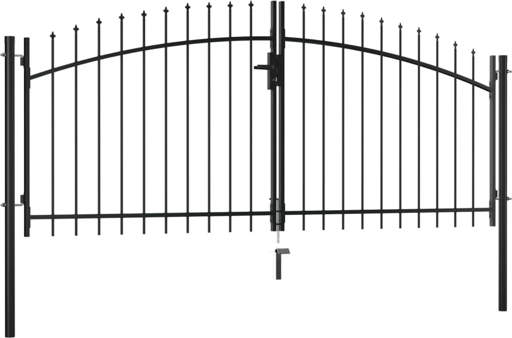Portail battant en acier avec pointes de lance pour clôture 300x150 cm