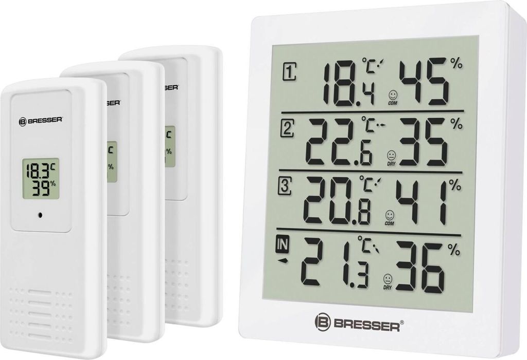 wetterstation Temeo Hygro Quadro12 cm weiß 4-teilig Produktbild 