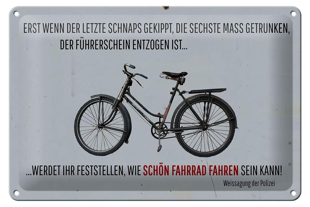 Blechschild Spruch 30x20cm Wenn der letzte Schnaps gekippt