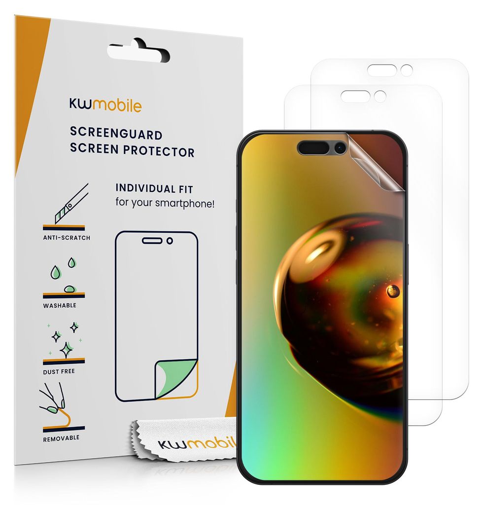 kwmobile 3x Displayschutzfolie kompatibel mit Apple iPhone 16 Pro / iPhone 17 / iPhone 17 Pro Folie - klare Schutzfolien Set in transparent