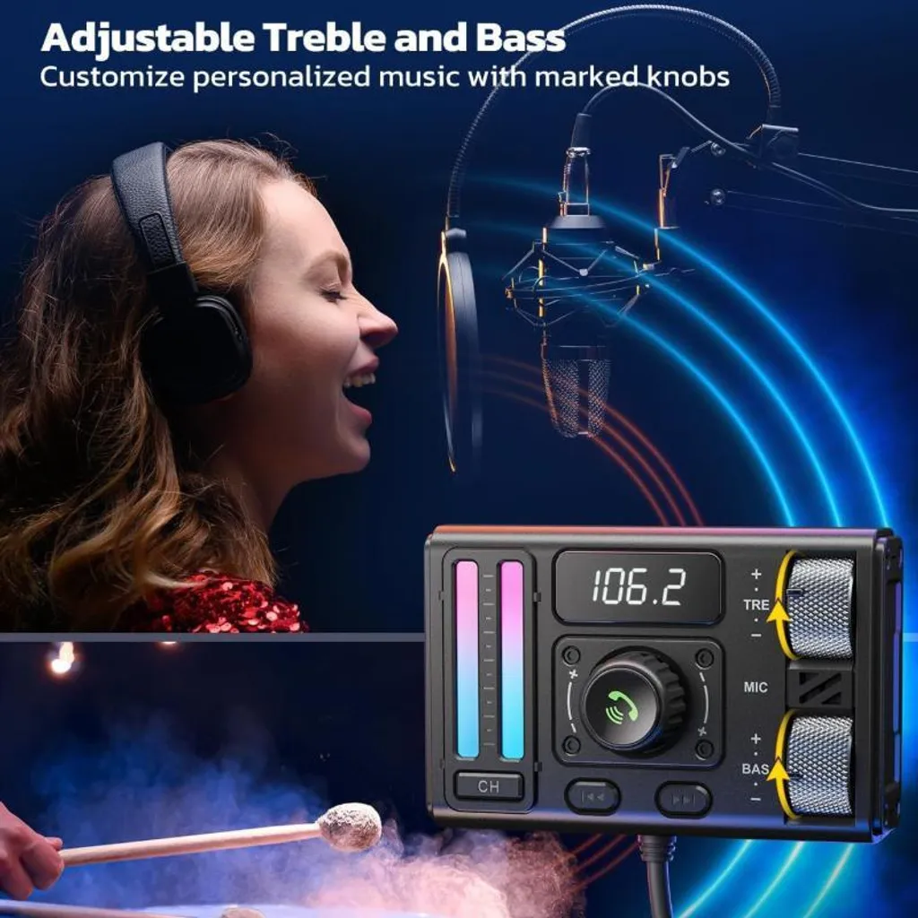 Lecteur MP3 Voiture Bluetooth pour Musique et Appels Mains Libres AUX