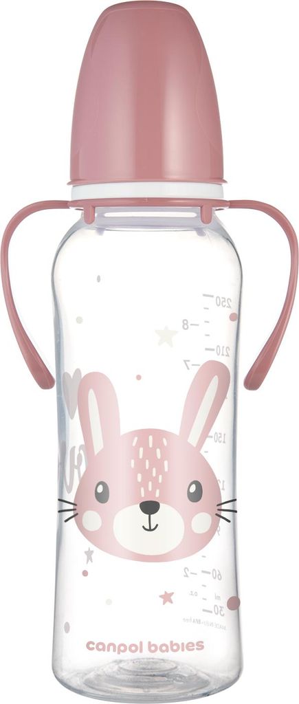 250 ml Flasche mit Griffen, rosa Häschen, 12 Monate+