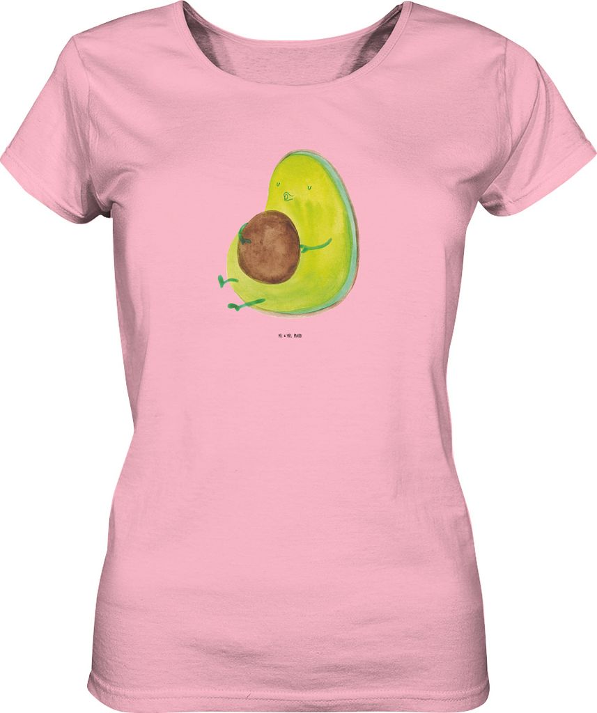 Mr. & Mrs. Panda Oberteil Damen Avocado Pfeifen Größe XL - Baumwolle Pink - Geschenk, Schwanger, Bio T-Shirt, Baumwoll, Basic, Diät, Shirt, Abne...