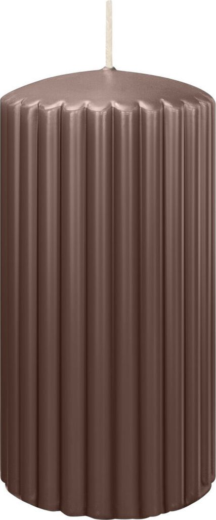 Rillen Kerzen Taupe 150 x Ø 80 mm, 4 Stück