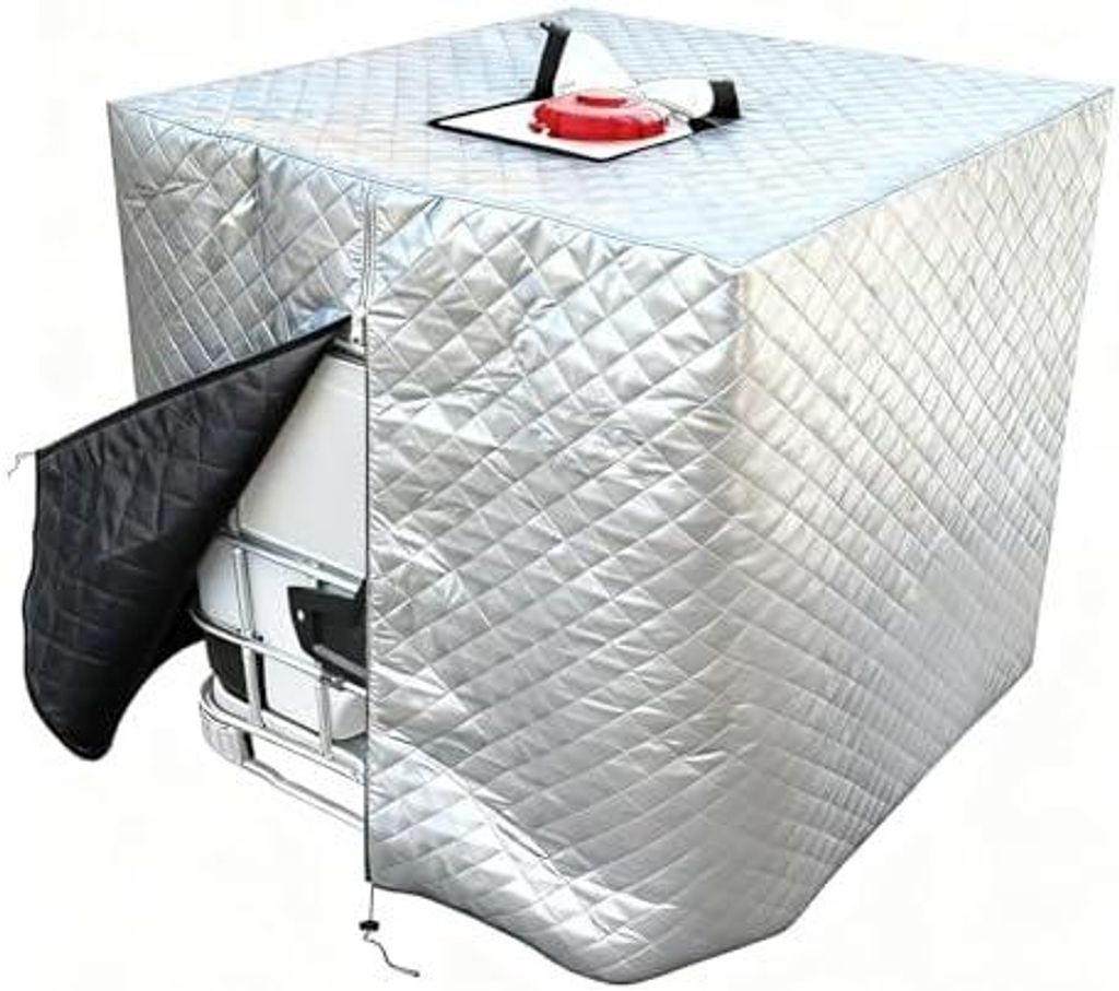 IBC Tank Abdeckung Winter, Frostschutz für Regentonne 1000L, IBC Tank Verdickter Thermohaube, 120x110x116CM, mit Reißverschluss, Staubdicht & Sch...