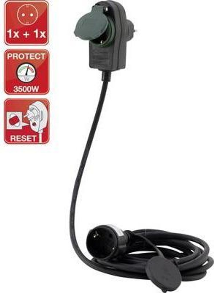 REV 0017101514 Strom Verlängerungskabel Schwarz 10 m Immagine del prodotto 
