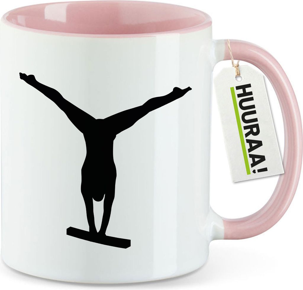 Huuraa Kaffeetasse Schwebebalken Turnen 330ml Rosa Keramik Kaffeebecher Geschenkidee