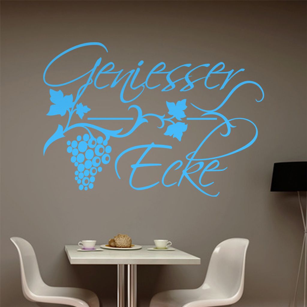 Geniesser Ecke Trauben Wandtattoo in 6 Größen - Wandaufkleber Wall Sticker - Dekoration, Küche, Wohnzimmer, Schlafzimmer, Badezimmer