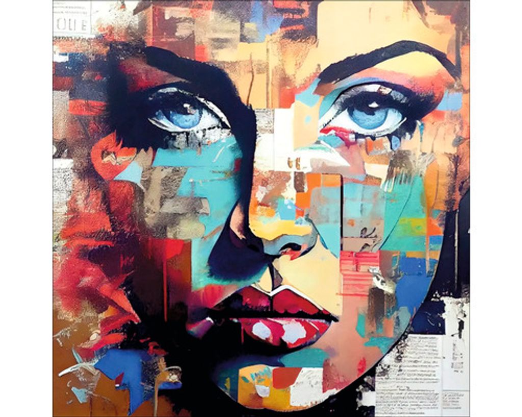 Glasbild Colorful Woman Portrait III 20x20 cm
