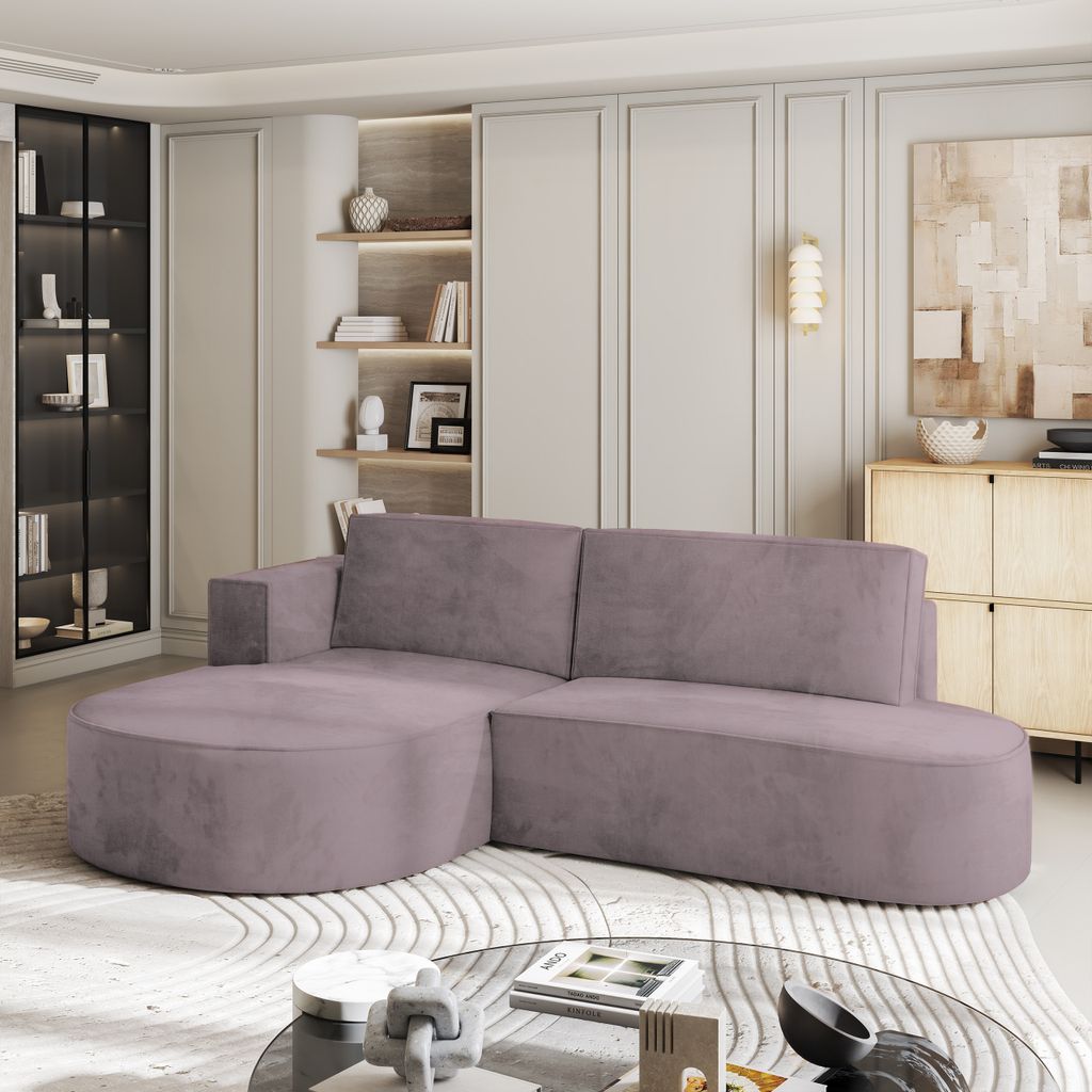 Masseno Ecksofa CORTIO M L-S mit Schlaffunktion L-Form, Sofa mit Bettkasten, Wohnzimmersofa, Couch, Soffa, Bettsofa, Couchgarnitur- Lila, MONOLITH 62