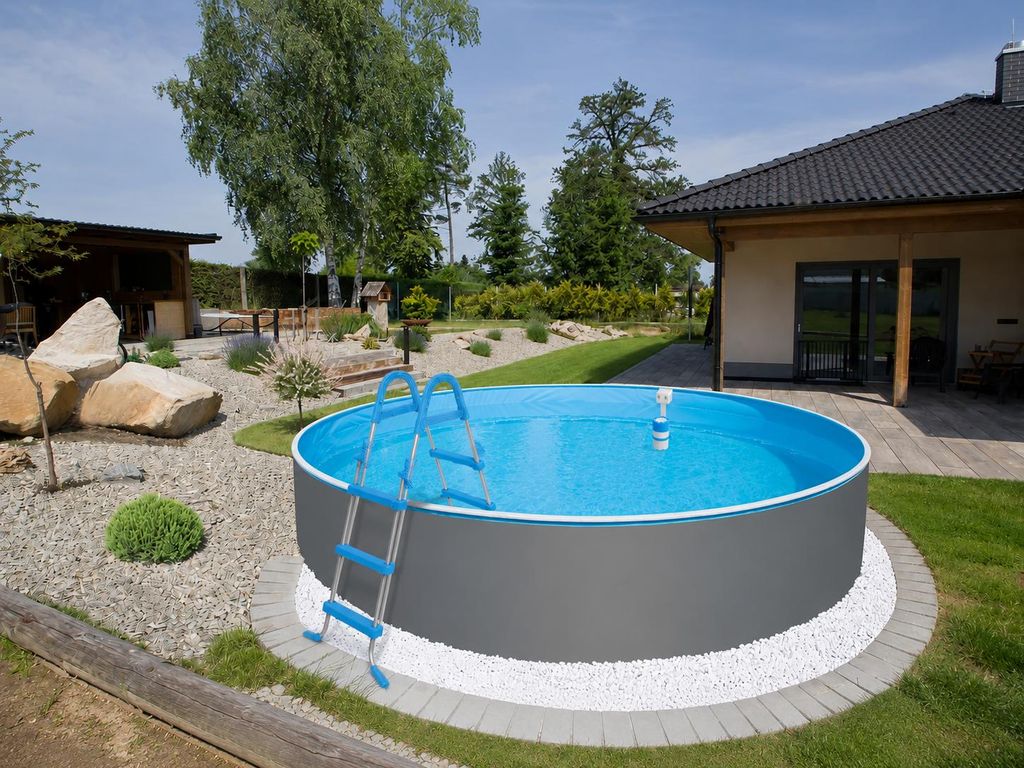 Basen Azuro 3,55 x 0,9 m, kolor szary Lagoon, grubość Zdjęcie produktu  Obraz wygenerowany przez AI