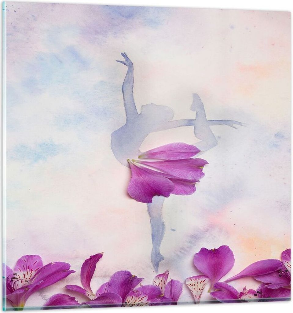 Bilder auf glas - Ballett Blumen Mädchen Eleganz - 40x40cm - Glasbilder - Wandbilder - Kunstdruck - zum Aufhängen bereit - Wanddekoration aus Gla...