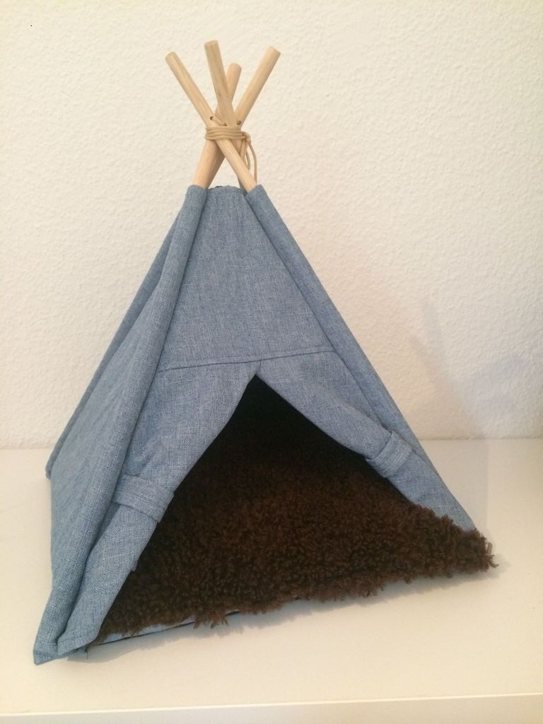 animal-design Tipi Zelt STOFF Jeans Optik kleine Hunde und Katzen Hunde-bett Katzen-bett Katzen-Haus Hunde-Höhle mit eckigem Eingang
