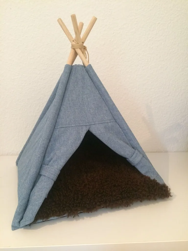 animal-design Tente tipi aspect jean pour petits chiens et chats T3