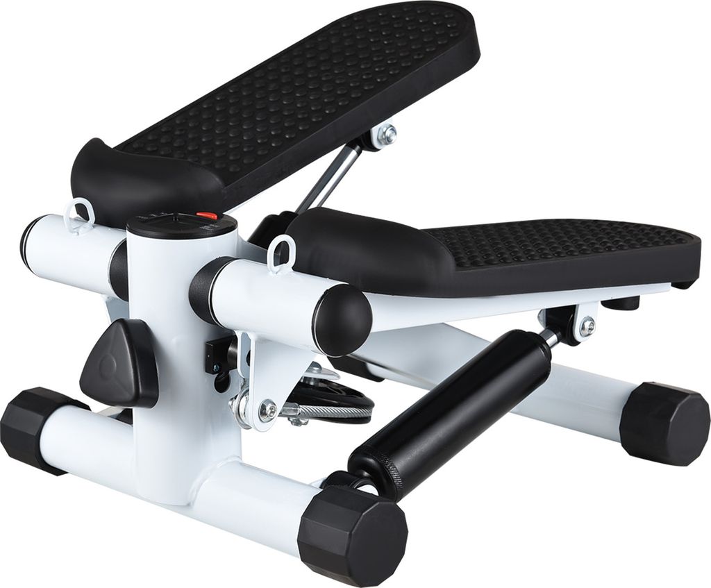 Mini-Fitnessgerät für zuhause, Fußtrainer mit Widerstandsbändern, LCD-Display, Tragfähigkeit 100 kg, Stepper