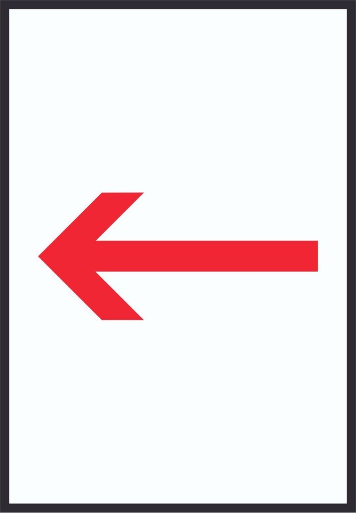 Richtungspfeil links Schild hochkant rot weiss schwarz Pfeil A1 (594x841mm)