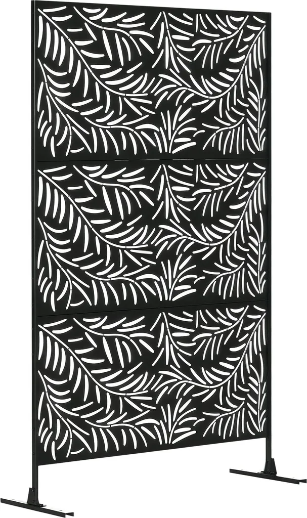 Paravent Extérieur en Acier Noir 122x198 cm décoratif pour Jardin et Balcon