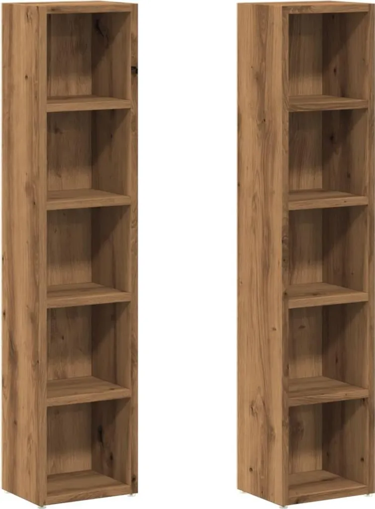 Libreria CD vidaXL Rovere 2 Pezzi - Mobile Slim Porta DVD e Giochi