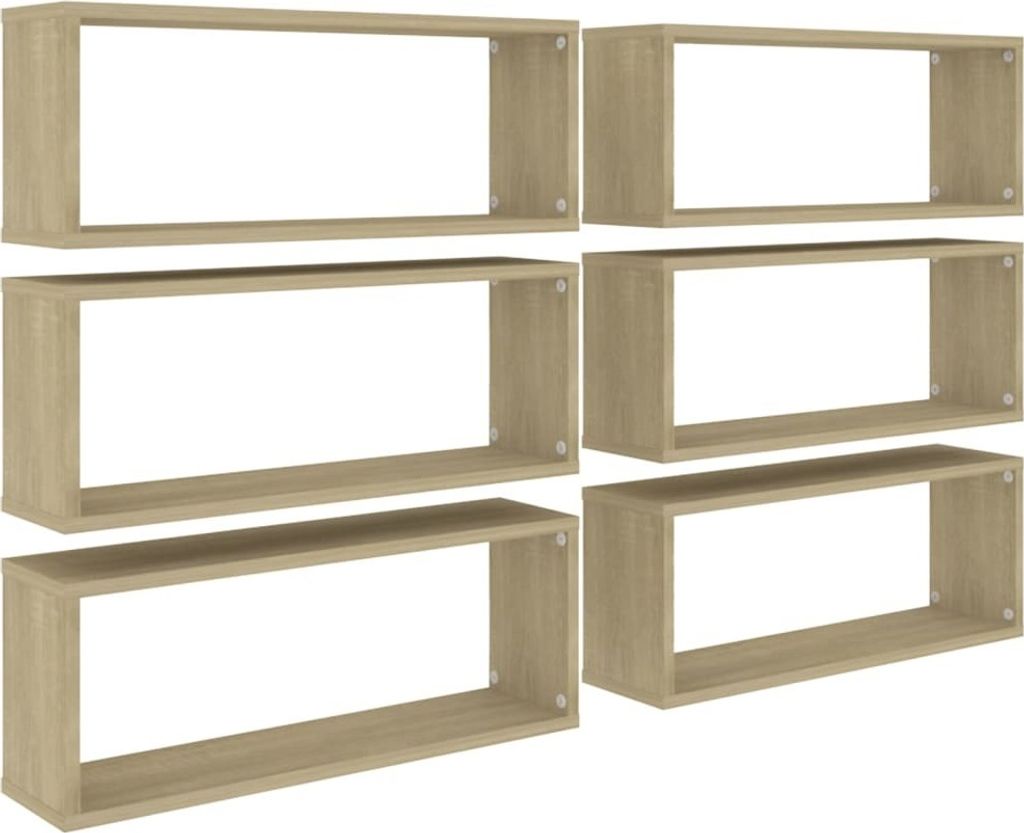 Würfelregale 6 Stk. Sonoma-Eiche 60x15x23 cm Holzwerkstoff