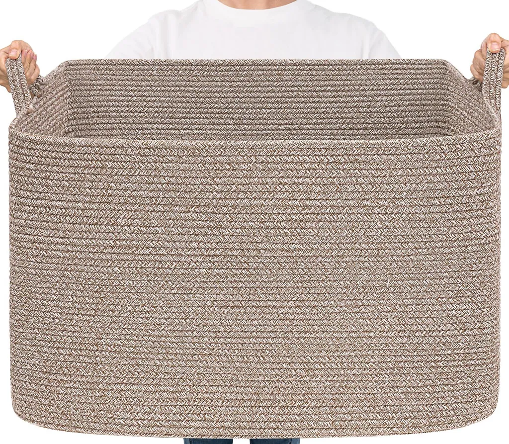 Panier rangement rectangulaire marron pour en finir avec le désordre