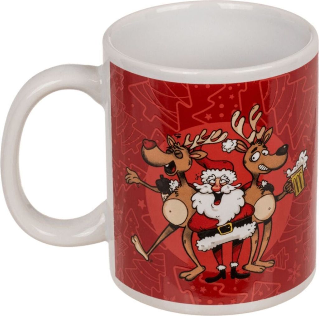 Weihnachtstasse aus Steingut mit Crazy Santa Motiv ca. 10 x Produktbild 