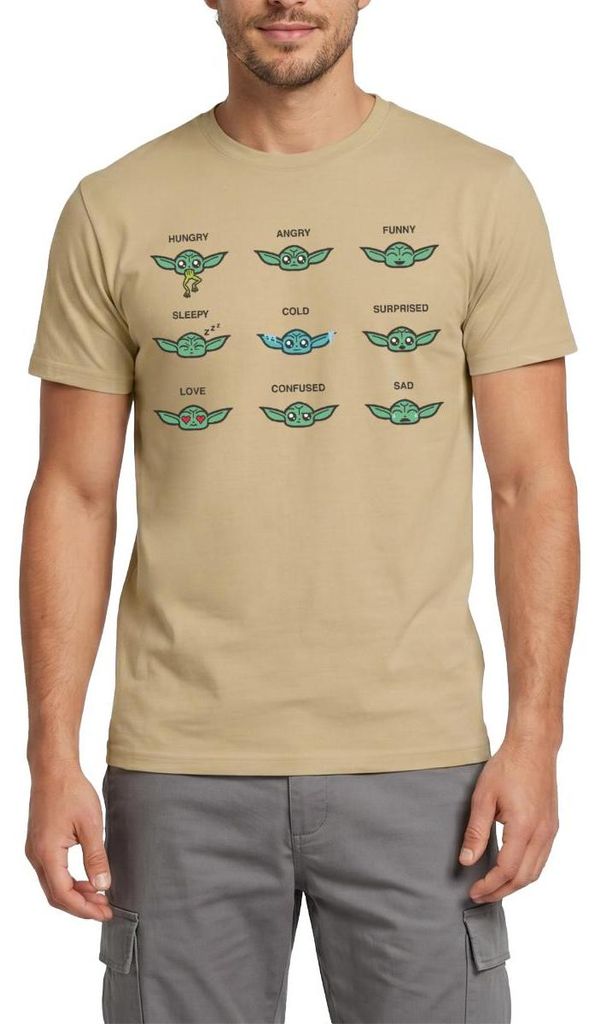 Star Wars: Mandalorian Grogu Emotionen Männer T-Shirt, XXL, Sandbeige