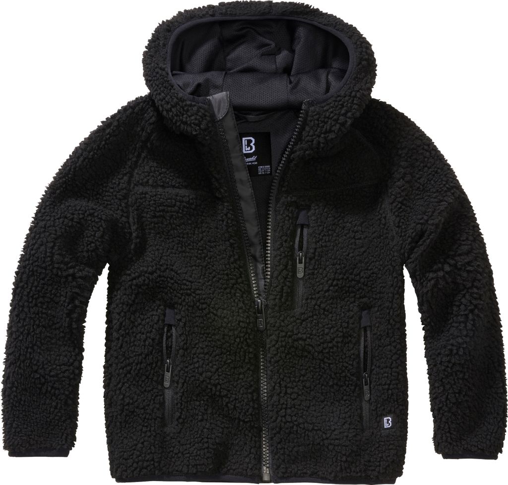 Brandit Kinder Teddyfleece Outdoorjacke Kapuzen Größe 146/152 Farbe Schwarz