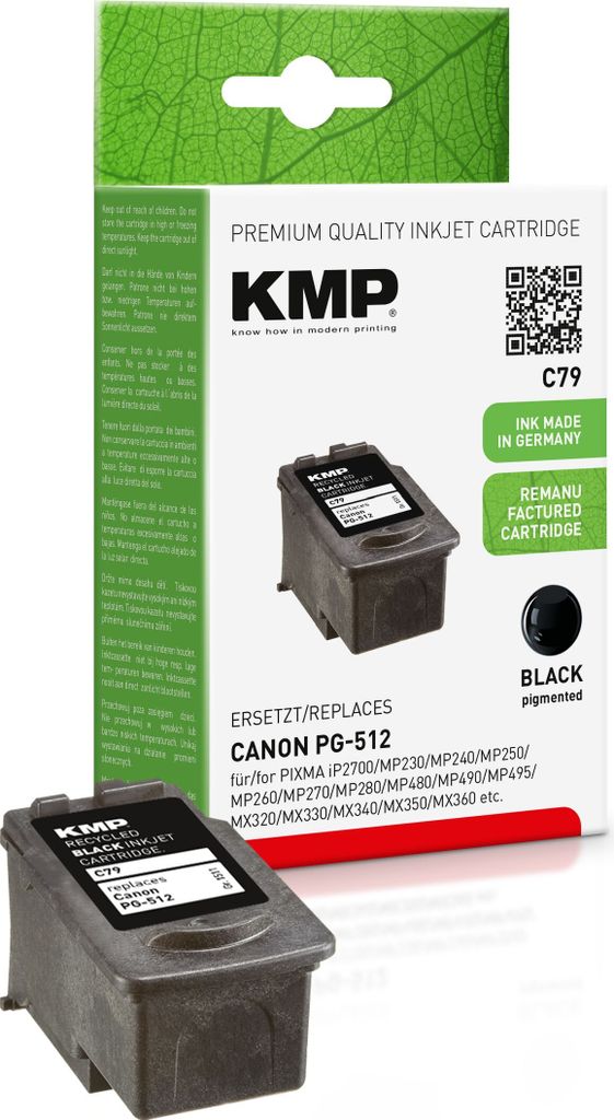 KMP Patrone Canon PG512 black 420 S. C79 refilled