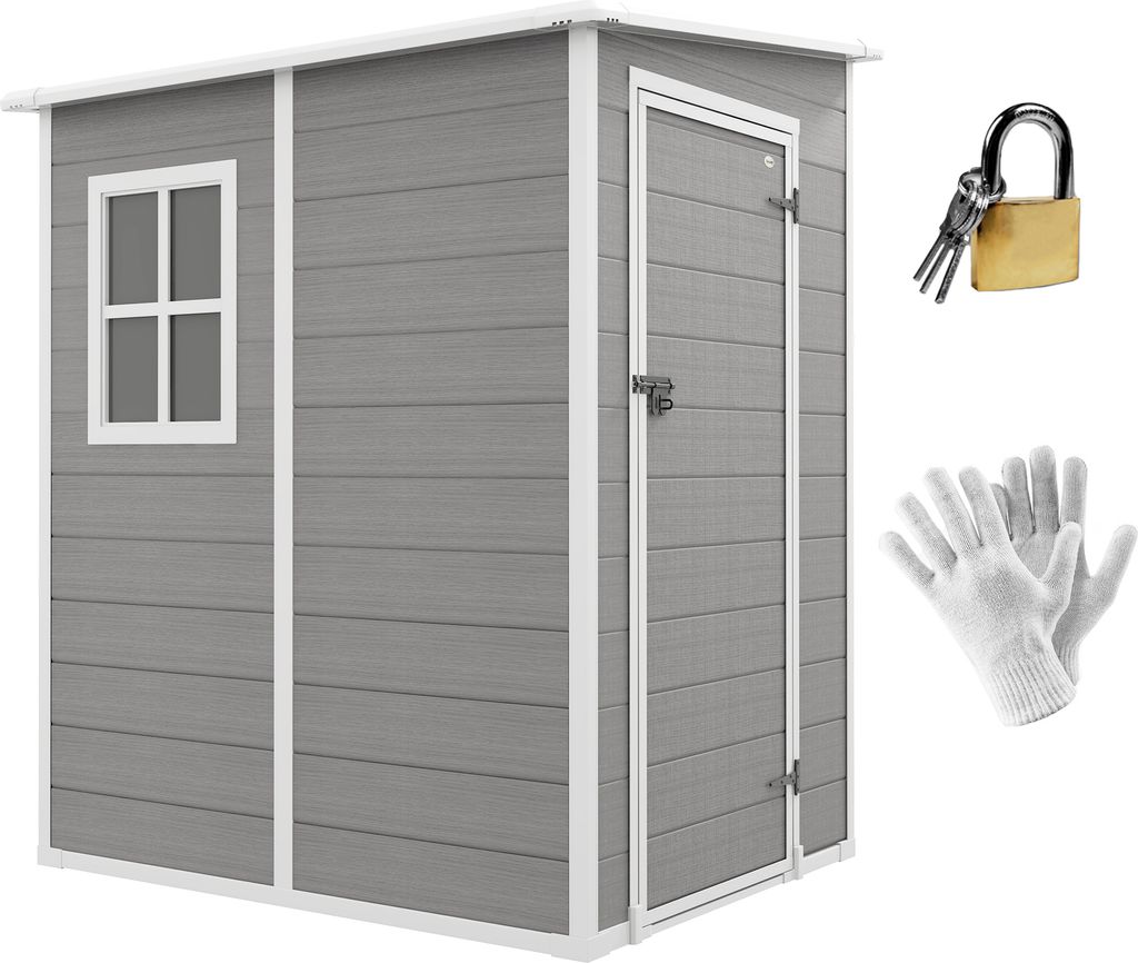 Outsunny Gerätehaus 1,54m³, Gartenhaus mit Pultdach, 122 x 149 x 192/177 cm, Geräteschuppen mit Abschließbar Tür
