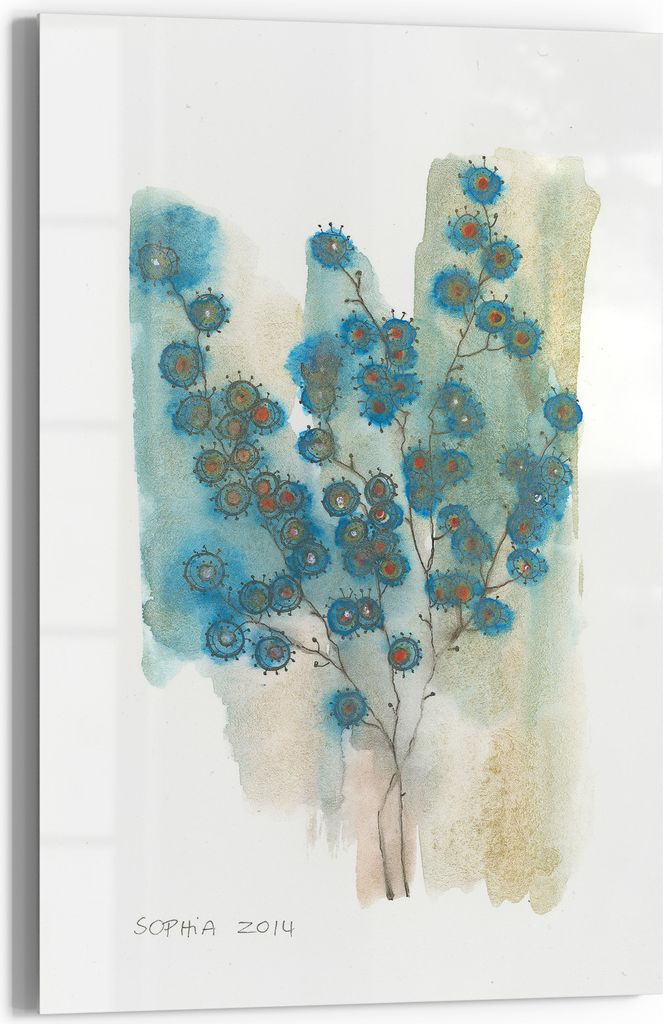 DEQOART Magnettafel Glas 60x90 cm 'Fine Art 'magic blossom'' beschreibbar Whiteboard Küche