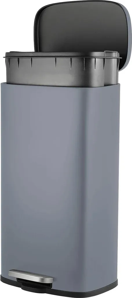 Poubelle de cuisine à pédale 30L en inox gris foncé avec Soft-Close