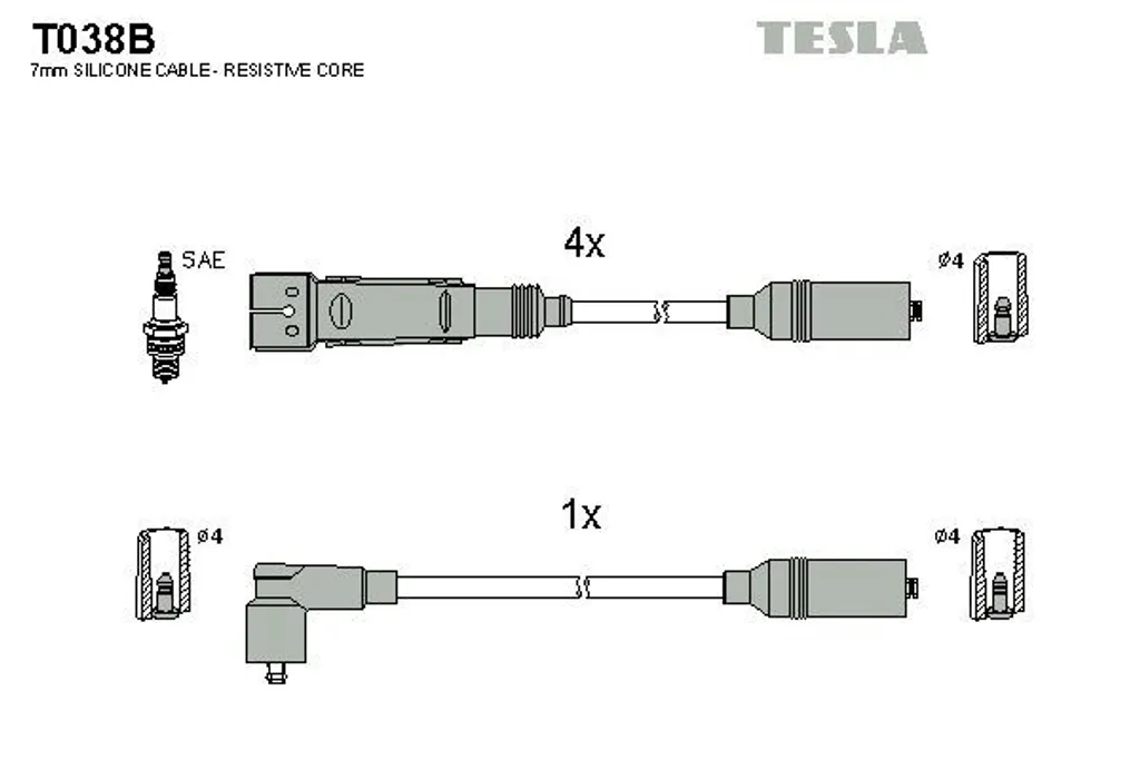Faisceau d'allumage silicone TESLA T038B haute isolation Audi 80
