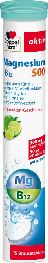 Doppelherz | Aktiv Magnesium 500 + B12 | 15 Brausetabletten Produktbild 