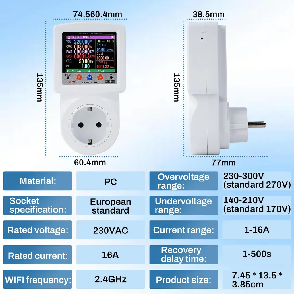 Prise Smart Power avec écran LCD de contrôle et protection surcharge