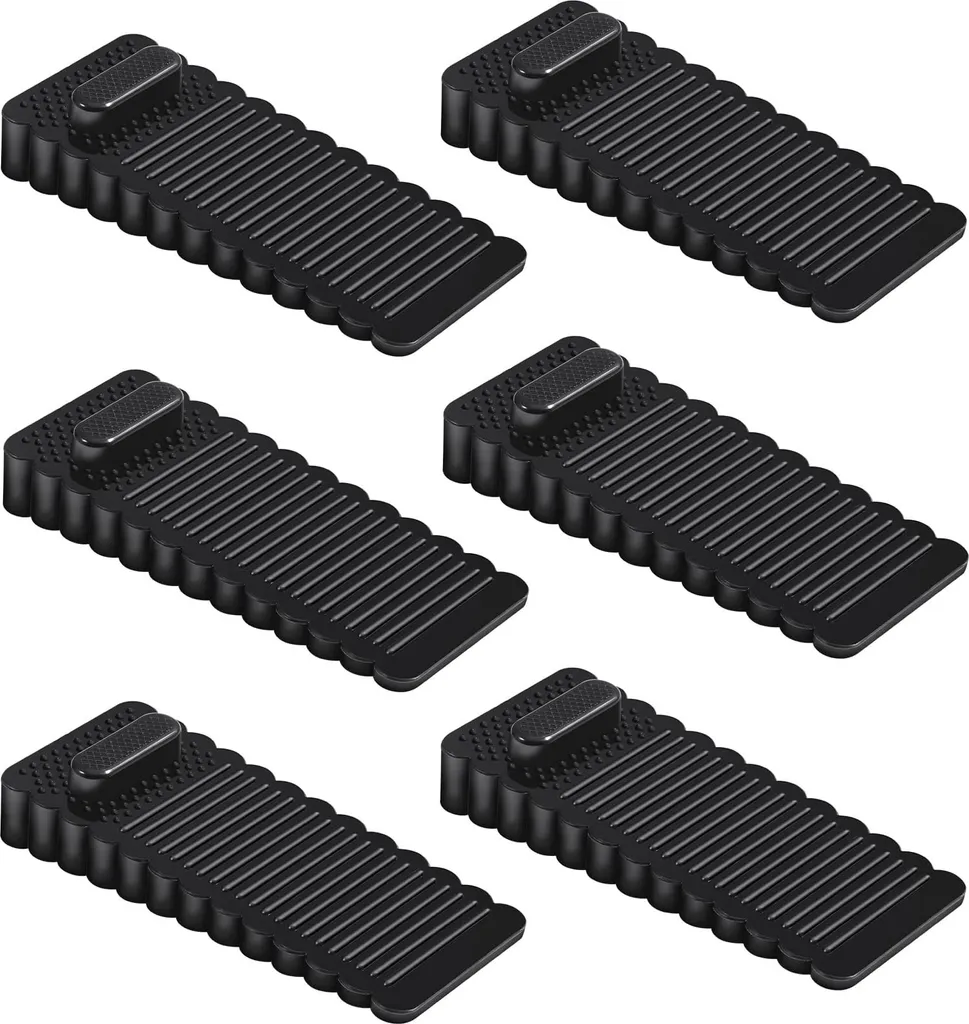 Cale porte antidérapant en PVC noir lot de 6 pour tous types de sols - 12cm