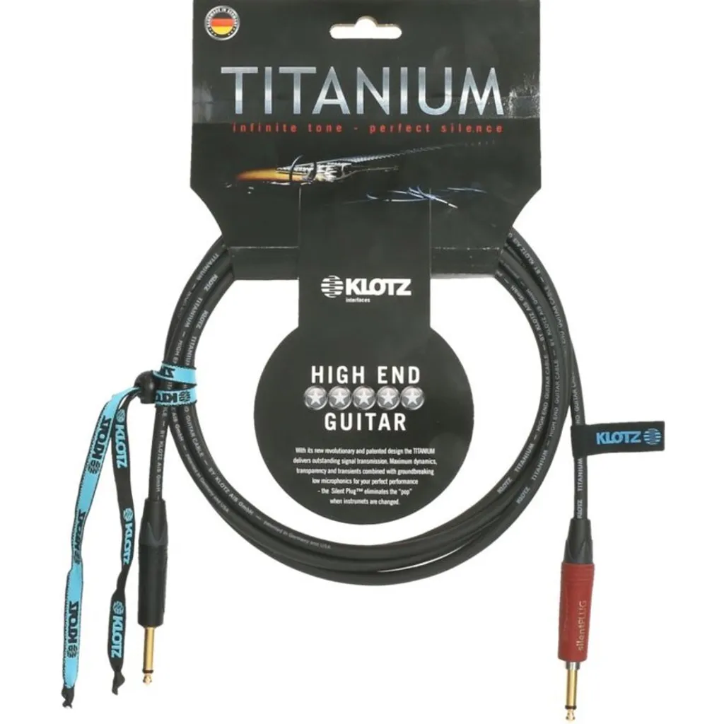 Câble Jack Instrument Klotz Titanium 3m pour Guitare et Basse Électrique