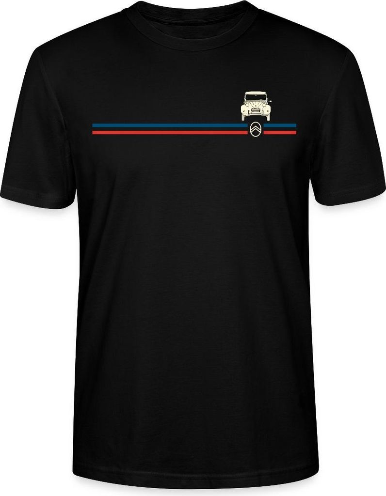 Spreadshirt Citroën 2CV Ente Streifen Logo Uni Bio T-Shirt, S, Schwarz