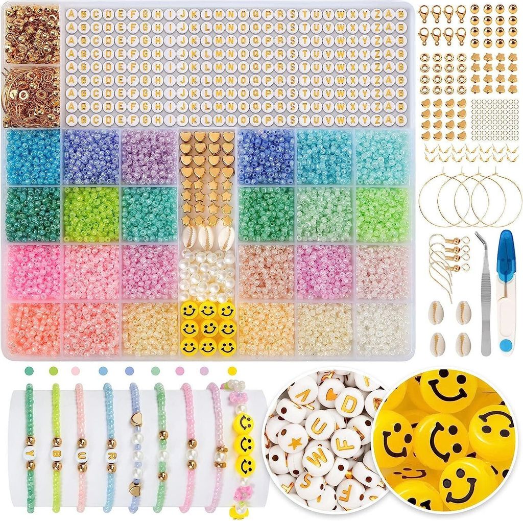 Ketten und Armband Set Perlen 12000 Stück 3mm 24 Bunte Produktbild 