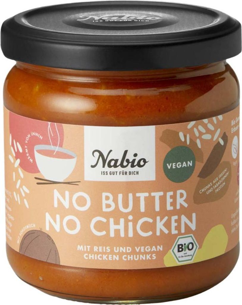 Fertiggericht im Glas - No Butter No Chicken mit Reis vegan 330g
