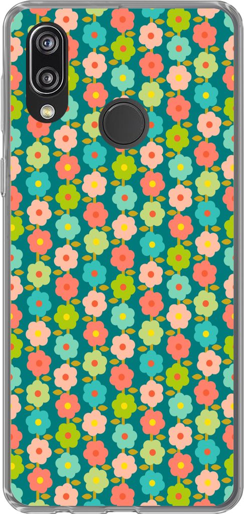 MuchoWow Handyhülle Schutzhülle Hülle für Telefoonhoesje Huawei P20 Lite (2020) Muster - Blumen - Retro - 1970er Jahre Silikon Softcase Handy...