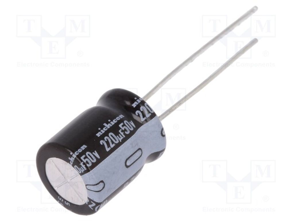 2x Kondensator: elektrolytisch 50VDC THT 220uF Ø10x12,5mm 20% URZ1H221MPD1TD Ele