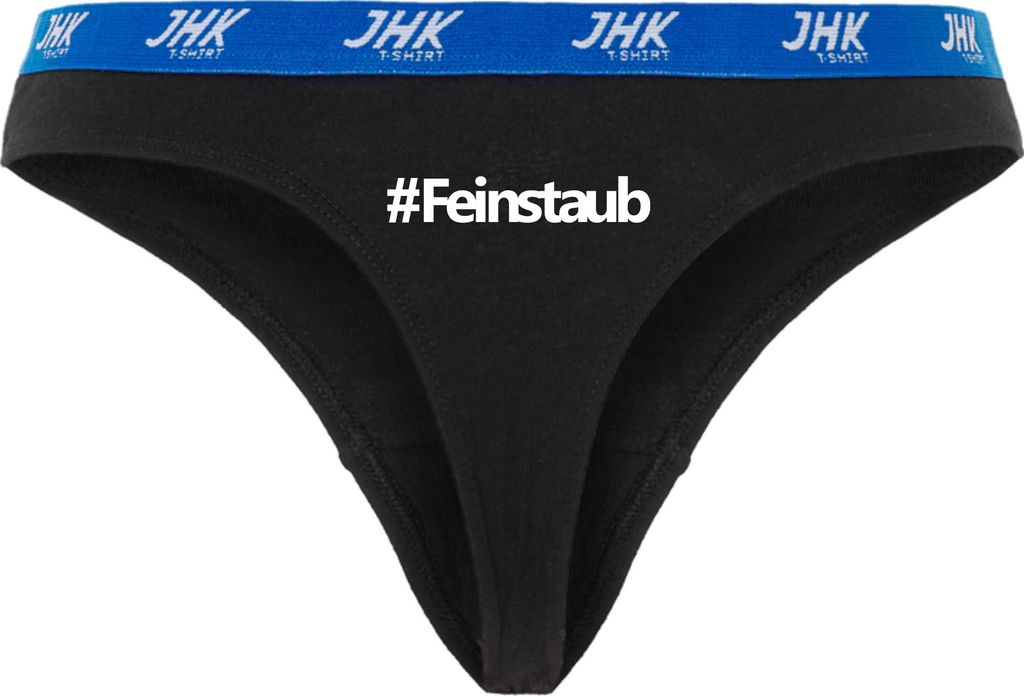 Damen Thong Slip - Boxer-0046-woman-black-v-XL - schwarz - XL - vorn - #Feinstaub - lustiges Motiv - Spruch - Unterwäsche - Unterhose - Freizeit -...