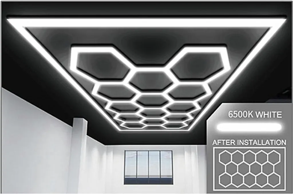 Éclairage hexagonal 3,94 x 2,29 m : Solution contre l'ombre au garage